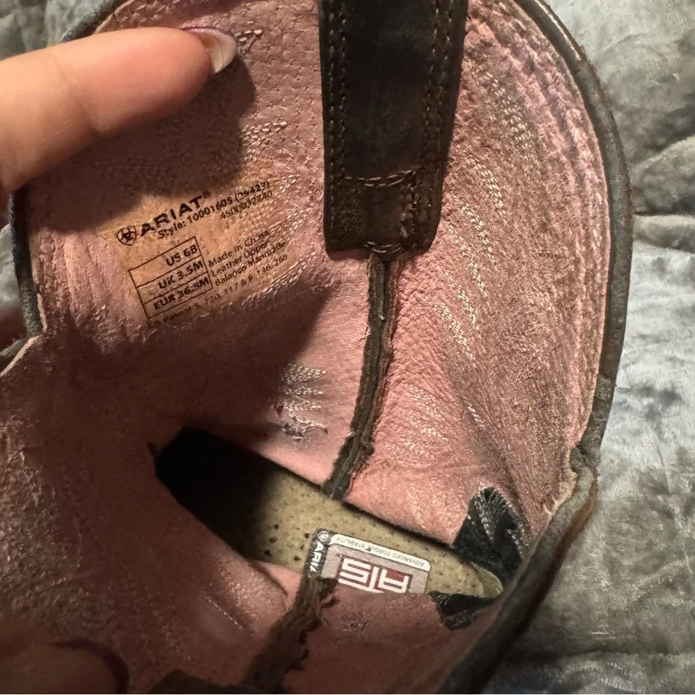 Ariat Pink and Brown Western Boots - Picture 7 of 7